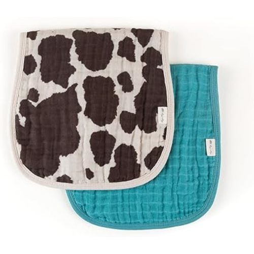 Itzy Ritzy Set of 2 Baby Burp Cloths – Ultra-Soft Absorbent Burping Cloths for Babies - Made of 100% Cotton Muslin and Generously Sized with Trendy Coordinating Prints – Machine Washable (Cow Print)