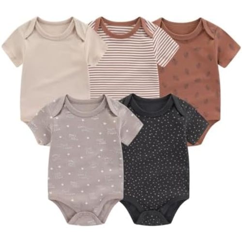 Unisex Baby Boy Girl Rompers 5-Pack Cotton Short Sleeve Infant Bodysuits New born Clothes