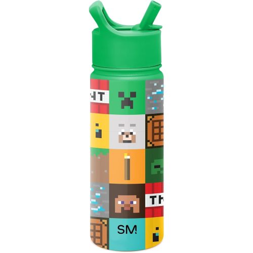 Simple Modern Kids Summit Water Bottle with Straw Lid | Minecraft 18oz Stainless Steel Cup Insulated Tumbler for Girls, Boys, School | Minecraft Mashup