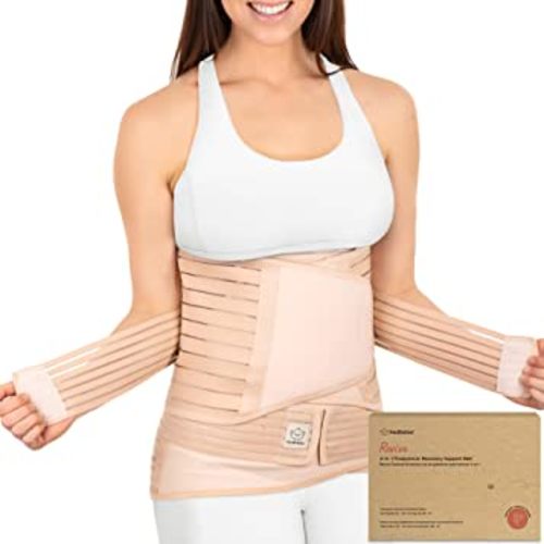 3 in 1 Postpartum Belly Support Recovery Wrap – Postpartum Belly Band, After Birth Brace, Slimming Girdles, Body Shaper Waist Shapewear, Post Surgery Pregnancy Belly Support Band (Classic Ivory, XL)