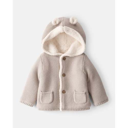 Baby Sherpa Lined Cotton Long-Sleeve Sweater - Brown - Carter's | Carter's