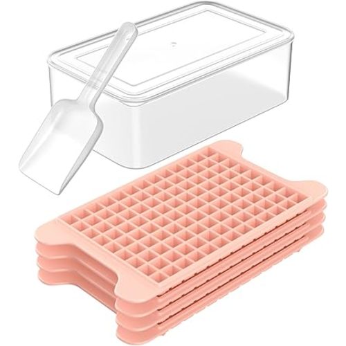 Mini Ice Cube Tray for Freezer: FDDBI Small Ice Trays for Freezer with Bin - 117×4PCS Easy Release Nugget Ice Tray - Crushed Ice Tray with Ice Container