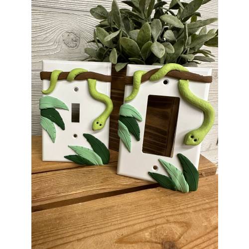 Snake Switch Plate Cover, Single Switch Plate, Jungle Decor, Snake, Anaconda