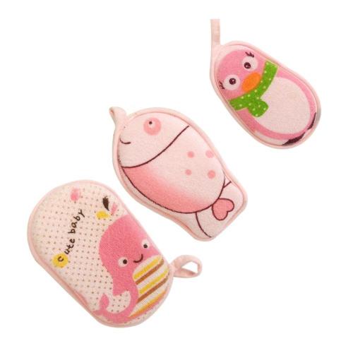 3Pcs Baby Sponge for Bathing, Cute Animal Kids Toddler Bath Brush Rubbing , Soft and Absorbent Cotton Baby Bath Toys