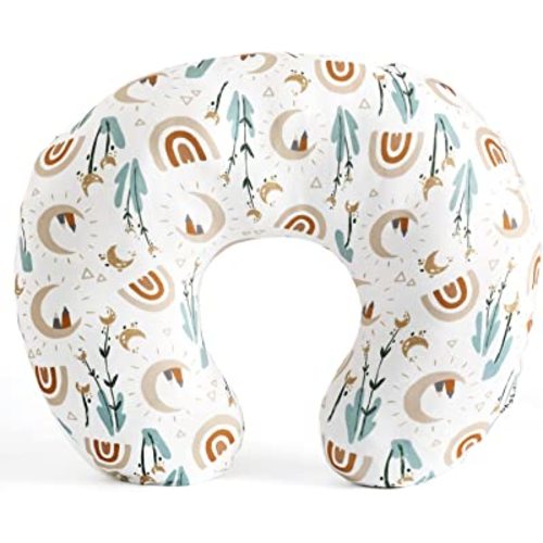 GRSSDER Nursing Pillow Cover Stretchy Minky Removable Nursing Covers for Breastfeeding Pillows, Ultra Soft Comfortable Slipcover for Boy and Girls, Cute Rainbow Pattern