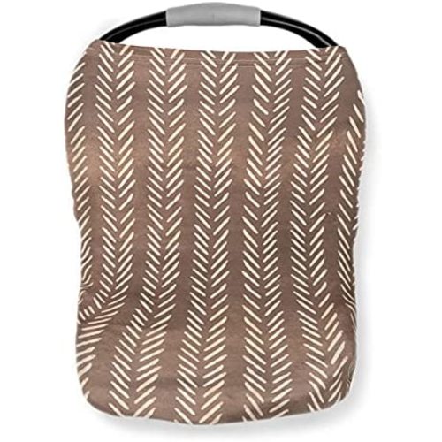 Pobi Baby Premium Multi-Use Cover - Nursing Cover, Baby Car Seat Covers, Shopping Cart, High Chair, and Breastfeeding Cover - Ultra-Soft, Stretchy, Woodland Scarf for Baby and Mom (Wildlife Brown)
