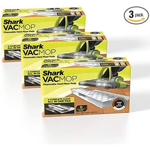 Shark VMP30 VACMOP Disposable Hard Floor Vacuum and Mop Pad Refills White, 10 Count (Pack of 3) (Packaging May Vary)