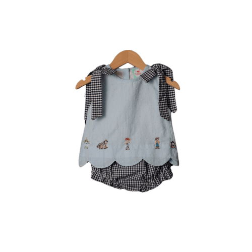 Shadow Embroidered Cowboy Friends Bloomer Set