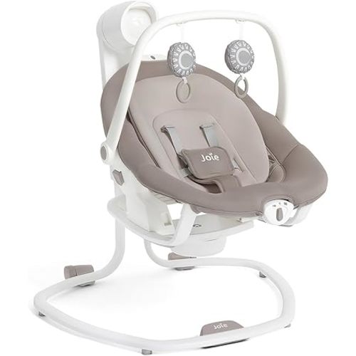 Joie Miso 2-in-1 Baby Swing & Rocker– Dual Motion Swing & Portable Rocker with 6 Speed Settings, Soothing Vibration, and 3 Recline Positions – Softglow Dimmable Light (Walnut)