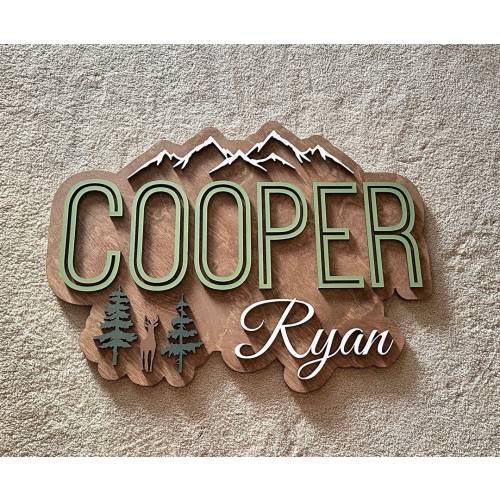 Custom Woodland Theme Name Sign, Wildlife Nursery Decor, Woodland 3D Name Sign, Name Sign for Nursery, 3D Wood Name Sign, Nursery Wall Art