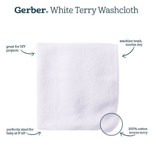 Gerber Baby Cotton 10pk Washcloths - White