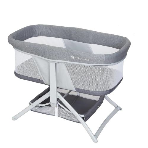 Baby Trend Quick-Fold 2-in-1 Rocking Bassinet, Shadow Stone Gray