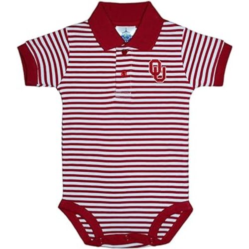 Creative Knitwear University of Oklahoma Sooners Newborn Striped Polo Bodysuit