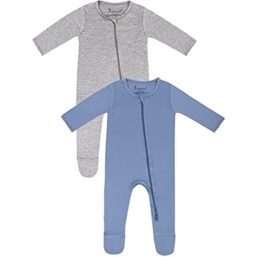 Jimonda Bamboo Baby Pajamas,Unisex Boys Girls One-Piece Footies,Long Sleeve Sleepers 2-Way Zip closure Romper