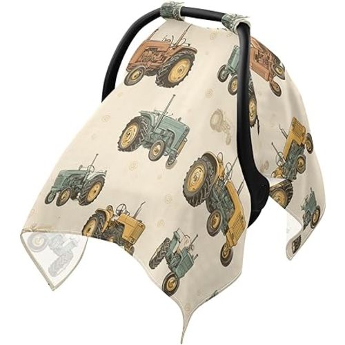Vintage Farm Tractor Car Seat Cover Baby Breathable Soft Infant Carseat Covers Canopies Babies Carrier Covers for Girl Boy