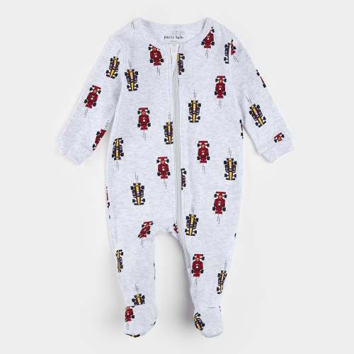Race Car Print on Heather Grey Sleeper