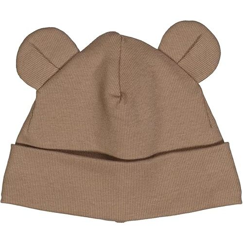 Soft Organic Cotton Rib Bear Baby Beanie Hat with Folded Edge & Cute Teddy Bear Ears Stretchy, Comfortable Machine Washable