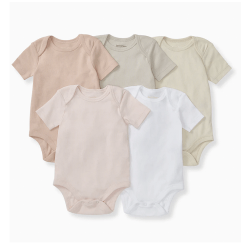 Solid Organic Cotton Short Sleeve Baby Bodysuits 5 Pack - Pink Sand – Burt's Bees Baby