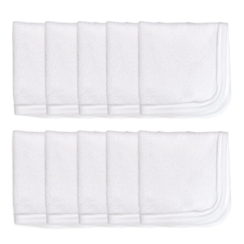 10-Pack Organic Cotton Baby-Terry Wash Cloths, Bright White | Honest Baby Clothing