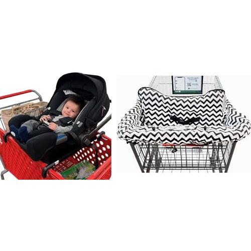 Totes Babies Ultimate 2-in-1 Baby Shopping Bundle: Car Seat Carrier (As Seen on Shark Tank) & Soft Cotton Shopping Cart/Highchair Cover with Phone Pouch – Keep Infants & Toddlers Secure & Cozy