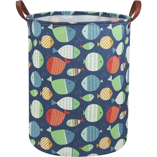 Fish Laundry Hamper,Kids Laundry Basket Collapsible Boys and Girls Storage Baskets for Home Decor,Office,Toy Organizer,(Fish)