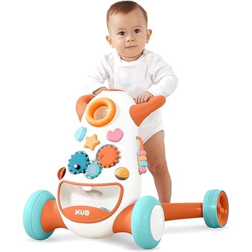KÜB Baby Walker Push Toy, for Toddler Learning to Walk, Interactive Sound & Light Effect, Musical Montessori Activity Center, Adjustable Speed Wheel