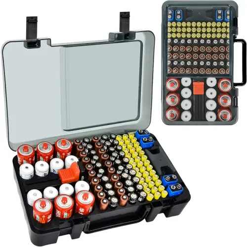 Battery Organizer Storage Case with Tester Checker