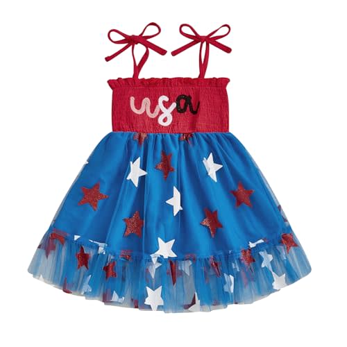4th of July Toddler Baby Girl Outfit USA Dress Bowknot Halter Fouth of July Dresses Girls 4th of July Clothes