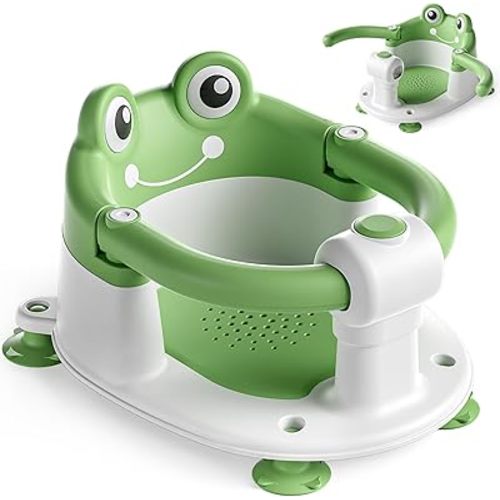 Baby Bath Seat for Babies 6 Months & Up - Toddler Bath Seats for Baby Sitting Up with 4 Suction Cups & Soft Cushion, Non-Slip Infants Shower Bathtub Chair for Newborn Boys Girls, Green