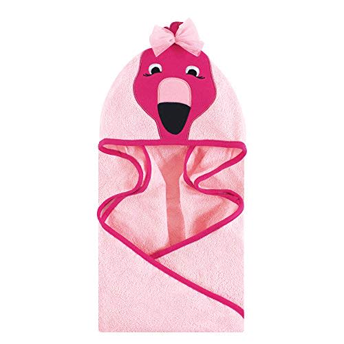 Hudson Baby Unisex Baby Cotton Animal Face Hooded Towel, Flamingo, One Size