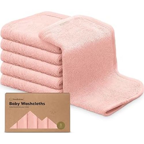 6-Pack Organic Baby Washcloths - Soft Viscose Derived from Bamboo Washcloth, Baby Wash Cloths, Baby Wash Cloth for Newborn, Kids, Bath Baby Towels, Face Towel, Face Cloths for Washing Face(Blush Pink)