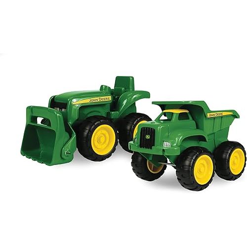 John Deere Vehicle Set - Includes Dump Truck Toy and Tractor Toy with Loader - Kids Outdoor Toys - Kids Construction Toys and Sandbox Toys - 6 Inches - 2 Count - Ages 18 Months and Up