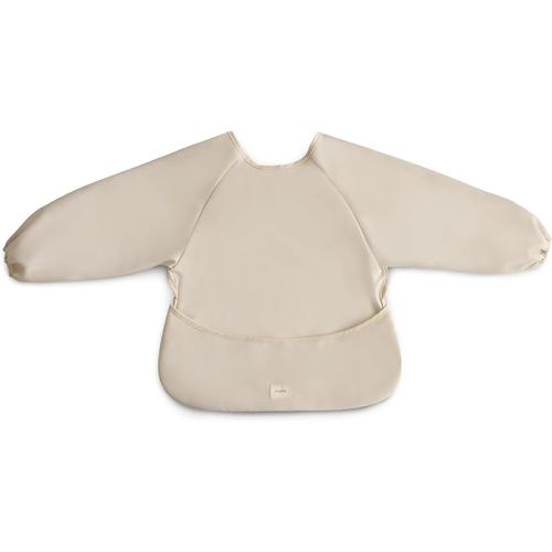 mushie Long Sleeve Baby Bib | Mess Free & Waterproof Fabric for Toddlers | Adjustable Fit for Ages 6-24 Months - Fog