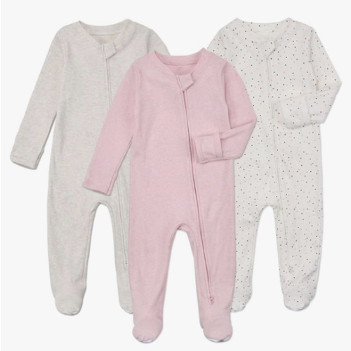 Aablexema Baby Footie Pajamas with Mittens - 3Pcs Infant Footed Sleeper Cotton Sleepwear Outfits