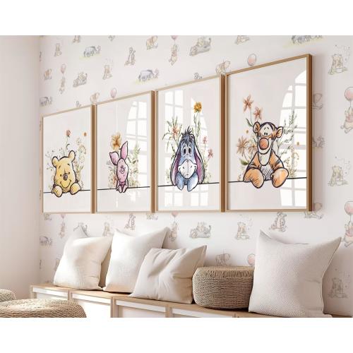 Set of 4 Winnie the Pooh Prints Nursery Wall Art Decorations Piglet/Tigger/Eeyore Gift Instant Download