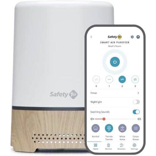 Safety 1st Smart Air Purifier, True HEPA Filter For Bedrooms & Baby Nursery's, App Controlled with iOS & Android, White