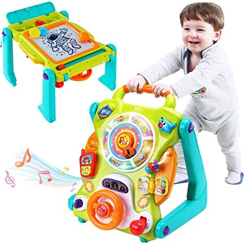 iPlay, iLearn 3 in 1 Baby Walker Sit to Stand Toys, Kids Activity Center, Toddlers Musical Fun Table, Lights and Sounds, Learning, Birthday Gift for 9, 12, 18 Months, 1, 2 Year Old, Infant, Boy, Girl