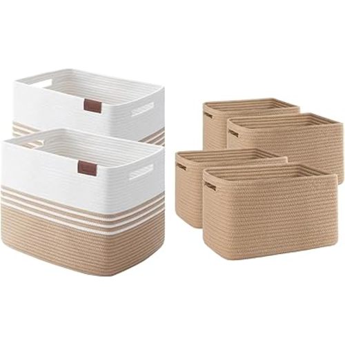 44L*2 Pack Storage Baskets for Organizing & 4 Pack Shelf Baskets (Set of 2)