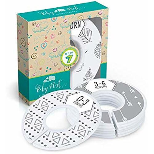 Baby Nest Designs Closet Dividers for Baby Clothes [Unisex Boho] - 7X Baby Clothing Size Age Dividers from Newborn Infant to 24 Months - Boho Baby Clothes Dividers and Nursery Closet Organizer