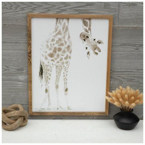 Giraffe Looking Upside Down Wood Wall Decor