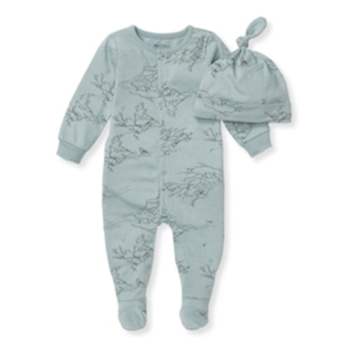 Birds of a Feather Jumpsuit & Hat Set - Muted Blue