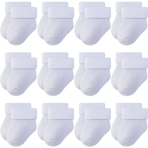 RATIVE Newborn Baby Socks 0-6,6-12 Months Thick Terry Turn Cuff Socks for Unisex Boys Girls