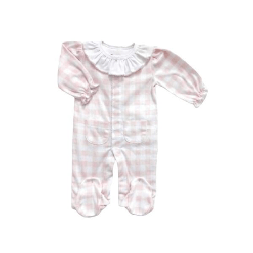 Vichy Pink Check Ruffle Footie