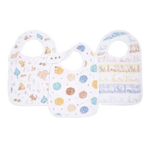 aden and anais Essentials 3pk Muslin Snap Bib Disney, Color: Winnie in the Woods
