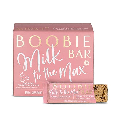 Boobie Bar Oatmeal Chocolate Chip Lactation Bar | #1 Selling Lactation Snack Bars | Gluten Free & Vegan Lactation Snacks To Support Milk Supply Increase, 6 Bars (1 Box)