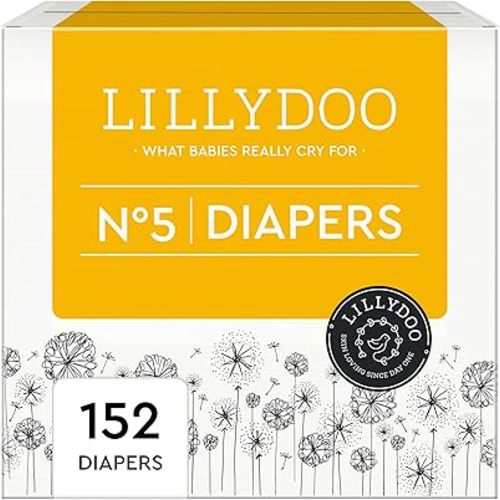 Diapers - Size 5 (24-35 lbs), Monthly Supply (144 Count), Skin-Friendly, Ultrasoft, Chlorine-Free & Absorbent Baby Diapers
