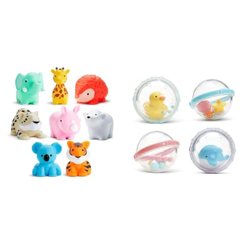 Munchkin® Wild™ Animal Baby and Toddler Bath Toy Squirts, 8 Pack & Float & Play Bubbles™ Baby and Toddler Bath Toy, 4 Count
