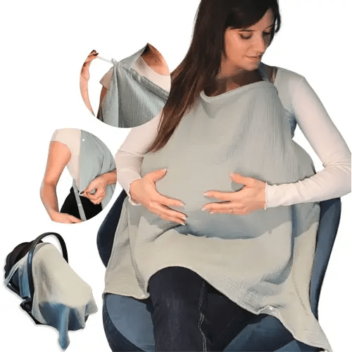 Muslin Nursing Cover for Breastfeeding Mom With Removable Hoop - Soft and Breathable 100% Cotton, Baby Breast Feeding Essentials, Stroller & Car Seat Canopy, Nursery Clothes