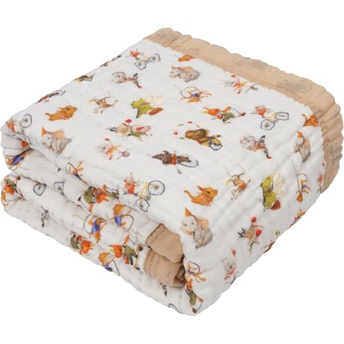 Organic Cotton Muslin Baby Blanket for Boys and Girls - Luxurious Soft Toddler Quilt for Swaddling - Gender Neutral Blankets Makes a Great Circus
