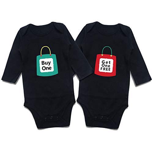 DEFAHN Funny Twins Baby Bodysuits Boys Girls Rompers 2 Pack Twin Matching Clothes Outfits for Newborn Infant